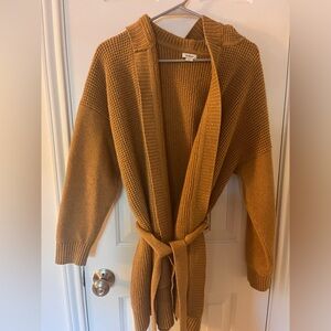 L.L. Bean Women's All-Day Waffle Sweater, Hooded Wrap Cardigan.